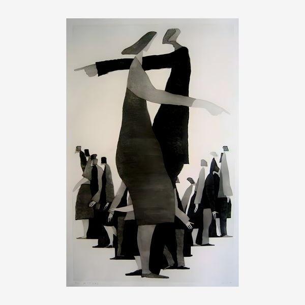 Discours public, figure centrale noir et blanc — Toile sur châssis