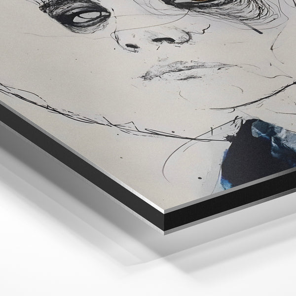Portrait trait expressif, figures en tête bleu indigo — Aluminium Dibond