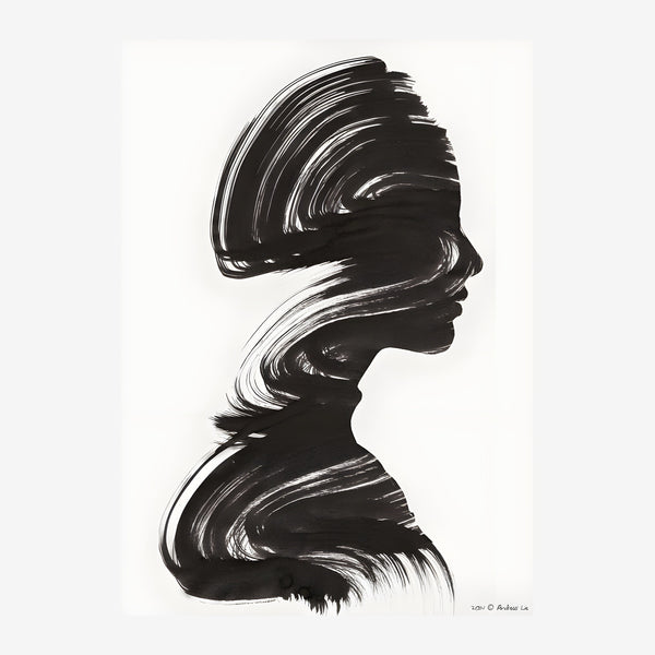 Portrait de profil noir et blanc aux traits expressifs — Toile sur châssis