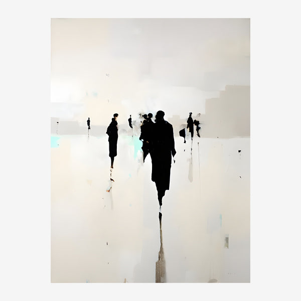 Silhouettes urbaines, affiche noir et blanc minimaliste — Toile sur châssis