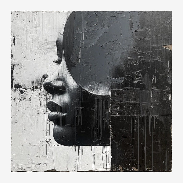 Portrait en noir et blanc, effet dégradé graphique — Toile sur châssis