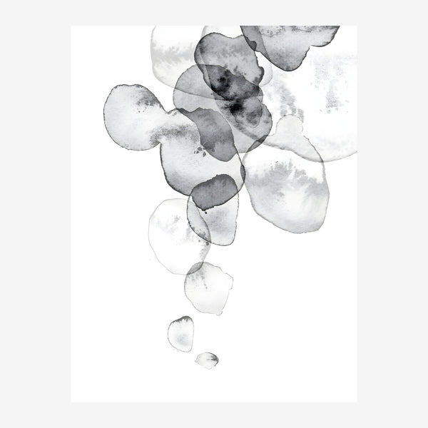 Feuillage en cascade – Noir et blanc minimaliste — Toile sur châssis
