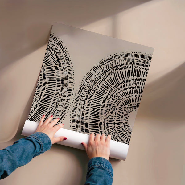 Formes organiques en line art noir et blanc — Poster HP mat