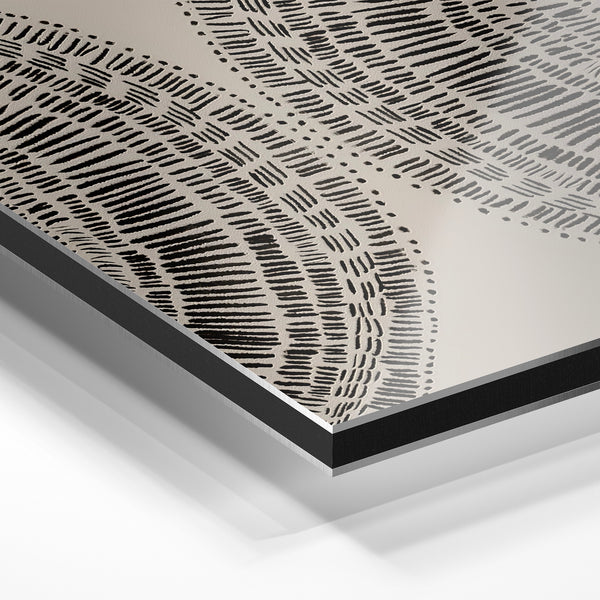 Formes organiques en line art noir et blanc — Aluminium Dibond relief 3D