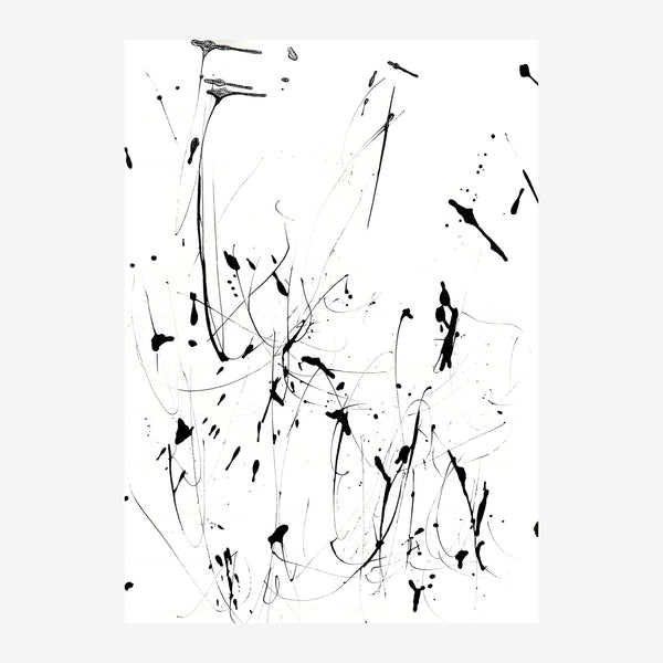 Abstraction minimaliste noir et blanc line art — Toile sur châssis