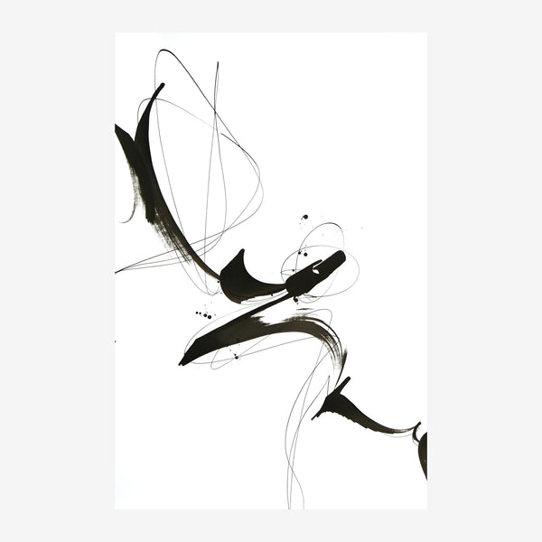 Silhouettes abstraites noir et blanc, line art minimaliste — Toile sur châssis