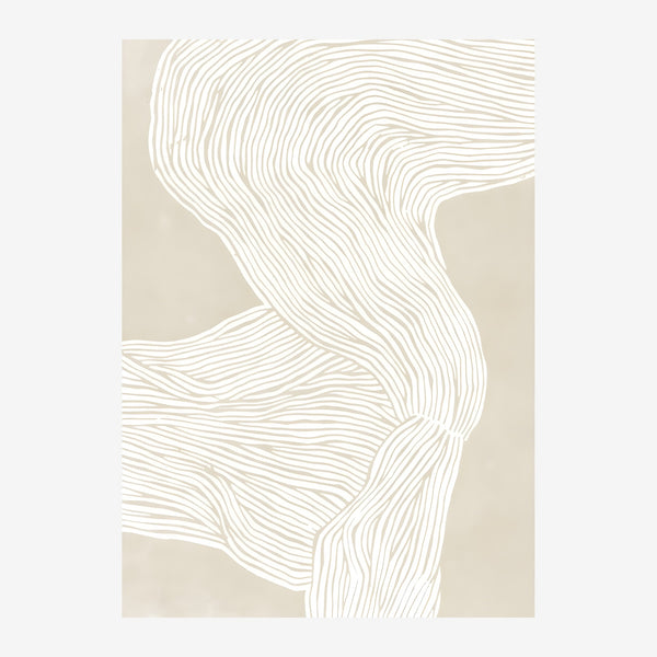 Formes ondulantes ligne art beige et blanc — Toile sur châssis