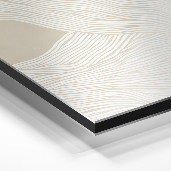 Formes ondulantes ligne art beige et blanc — Aluminium Dibond relief 3D