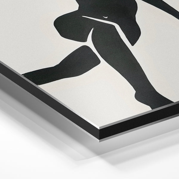 Silhouette allongée, line art noir et beige — Aluminium Dibond