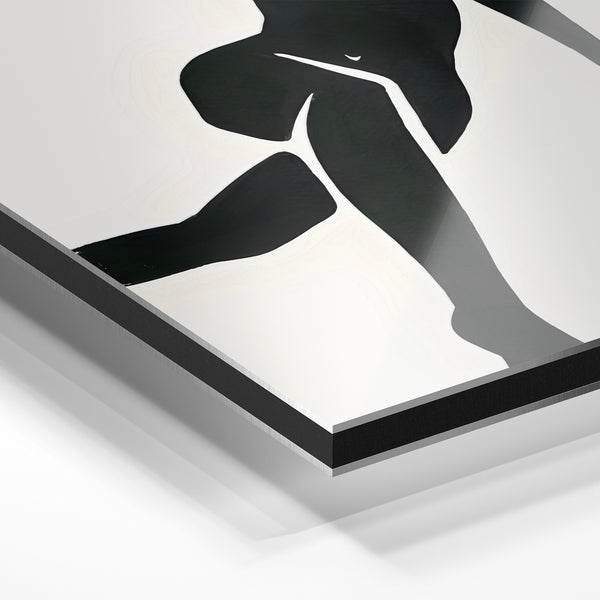 Silhouette allongée, line art noir et beige — Aluminium Dibond relief 3D
