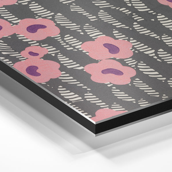 Fleurs roses et graminées, motif bohème scandinave — Aluminium Dibond