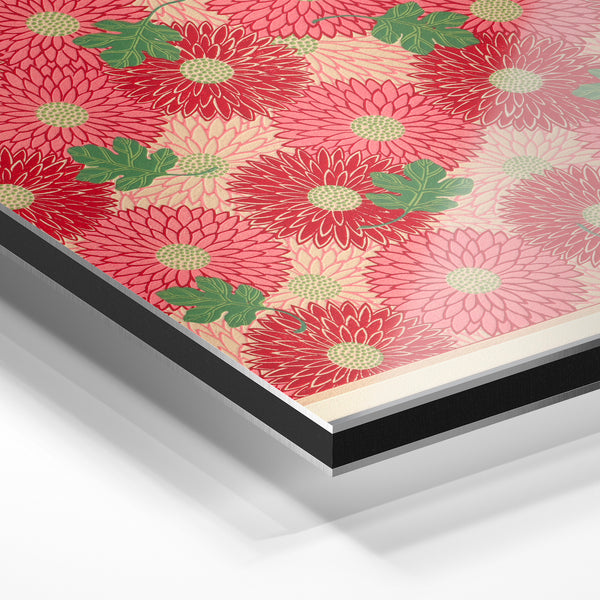 Gerberacées rouges et roses en motif répété — Aluminium Dibond relief 3D