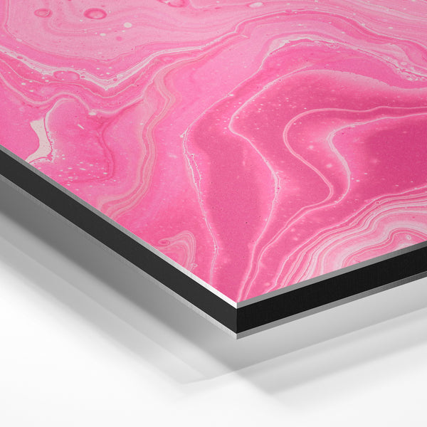 Abstraction rose bonbon, ondulations marbrées — Aluminium Dibond