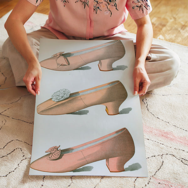 Trois chaussures classiques, affiche histoire de la mode — Poster HP mat