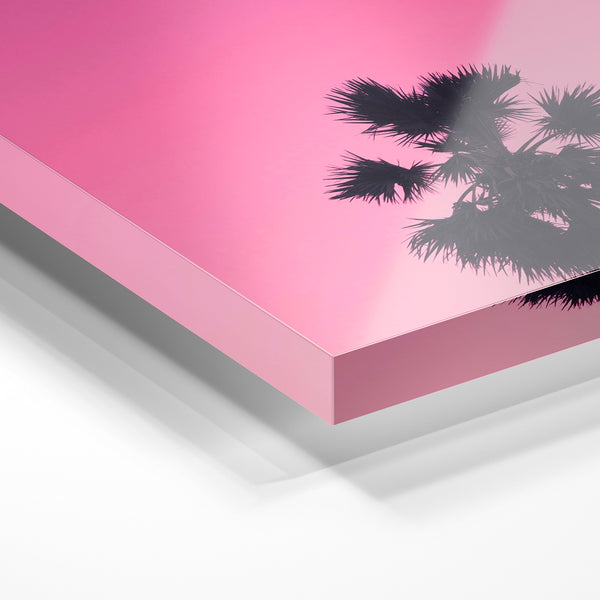 Palmier noir sur ciel rose poudré minimaliste — Verre acrylique
