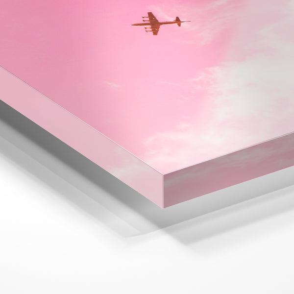 Avion rose poudré dans les nuages vintage — Verre acrylique