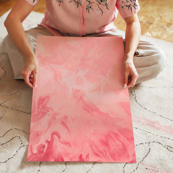Affiche abstraite rose et corail, effet fluide — Poster HP mat
