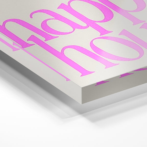 Happy hour pop art rose, affiche typographique rétro — Verre acrylique
