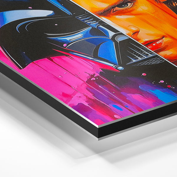 Pop art rétro rose et jaune, portrait héroïque noir — Aluminium Dibond