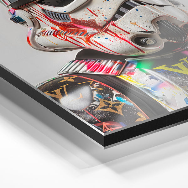 Guerrier pop art blanc et couleurs acidulées — Aluminium Dibond relief 3D