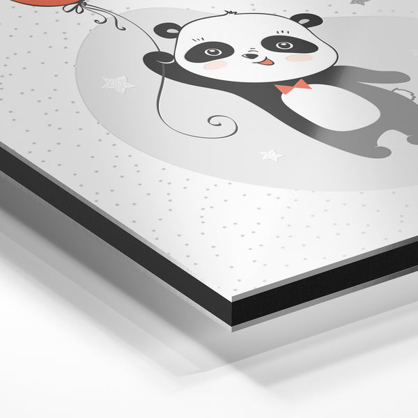 Panda et ballon rouge, illustration jeunesse — Aluminium Dibond relief 3D