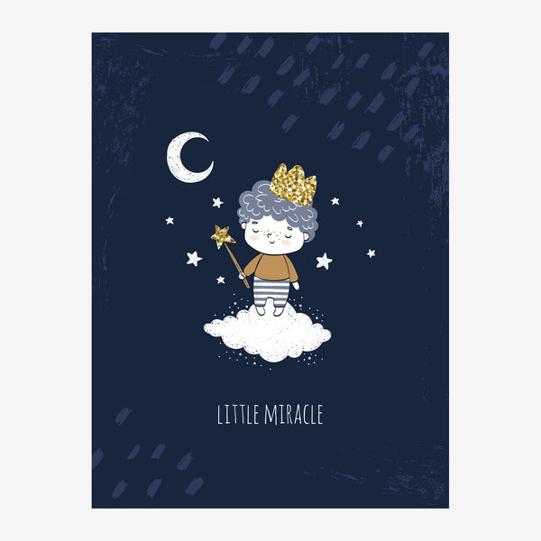 Little Miracle - Affiche enfant bleu nuit et doré — Toile sur châssis