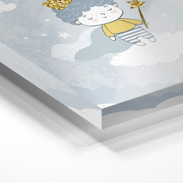 Golden Boy – Affiche enfant nuages et étoiles — Verre acrylique