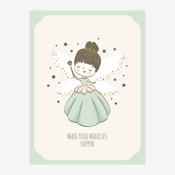 Petite fée verte et or - Make Your Miracles Happen — Toile sur châssis