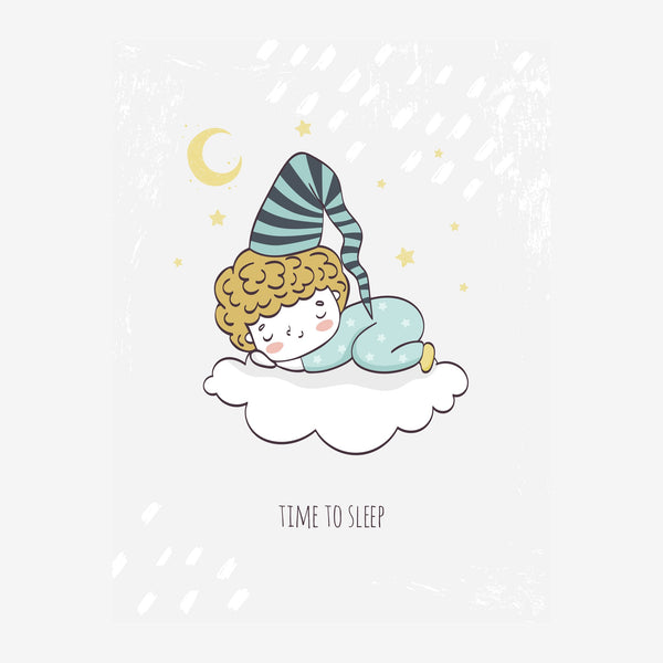 Petit ange endormi sur un nuage - doodle pop-art — Toile sur châssis