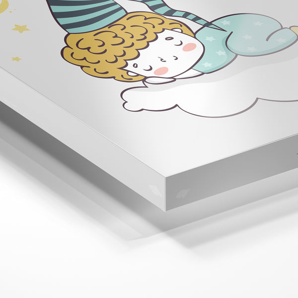 Petit ange endormi sur un nuage - doodle pop-art — Verre acrylique