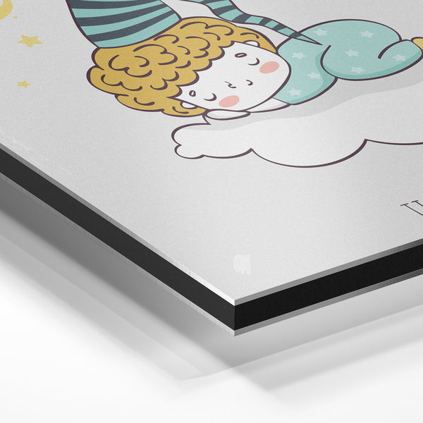 Petit ange endormi sur un nuage - doodle pop-art — Aluminium Dibond