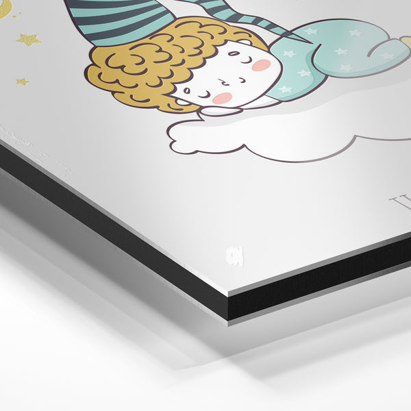 Petit ange endormi sur un nuage - doodle pop-art — Aluminium Dibond relief 3D