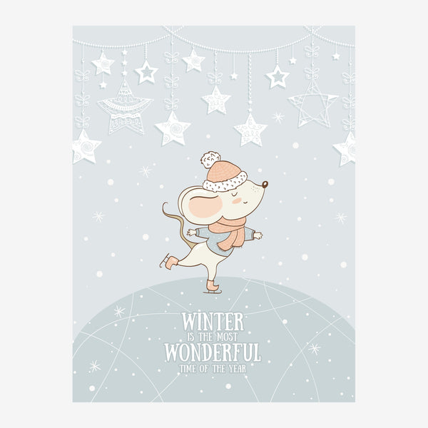 Affiche enfant hiver étoilé style rétro-doodle — Toile sur châssis