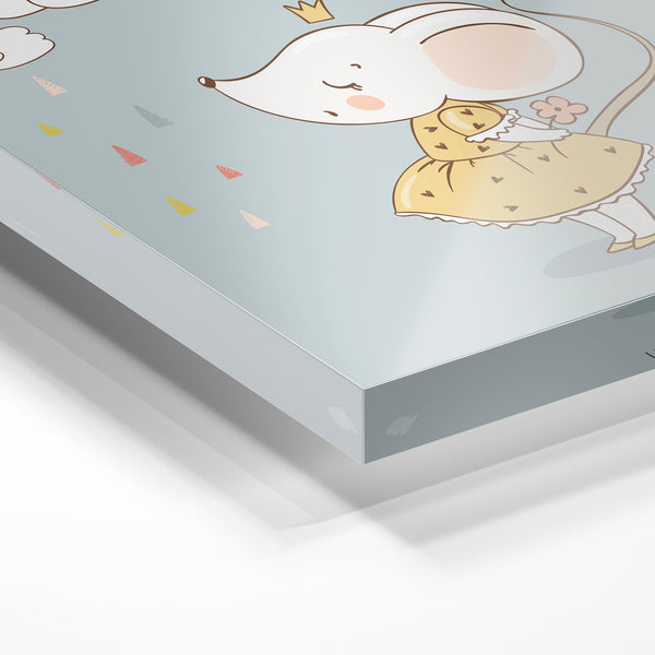 Petite souris couronnée au style vintage tendre — Verre acrylique