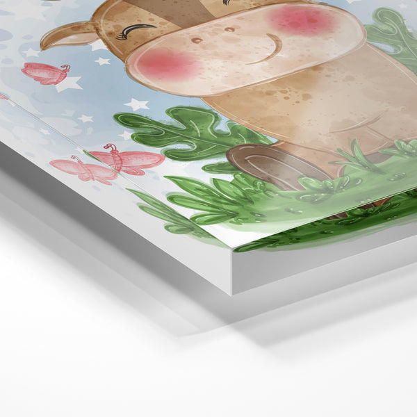 Petit cerf souriant dans l'herbe - illustration enfant — Verre acrylique
