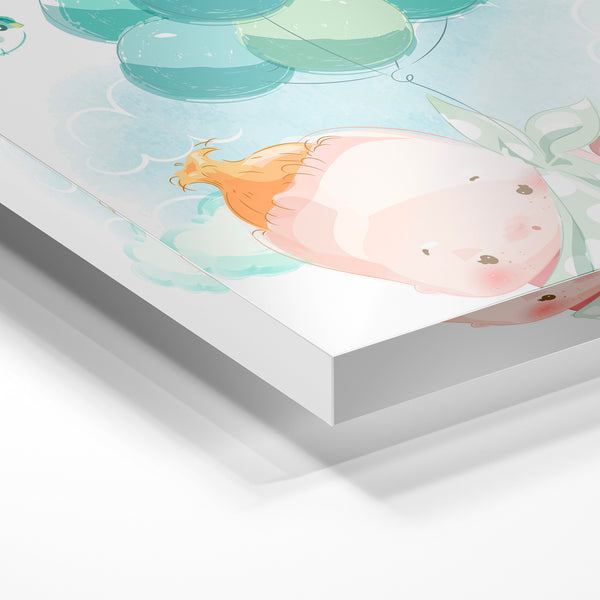 Fleur enfant et ballons turquoise, style conte — Verre acrylique