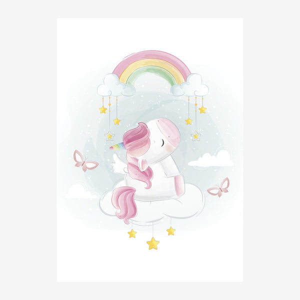 Licorne rose et arc-en-ciel, style doodle — Toile sur châssis