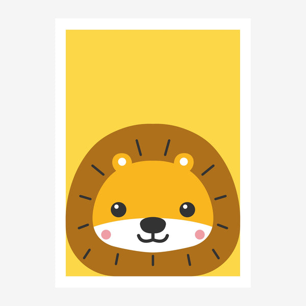 Petit lion sourire - art pop-art jaune doré — Toile sur châssis