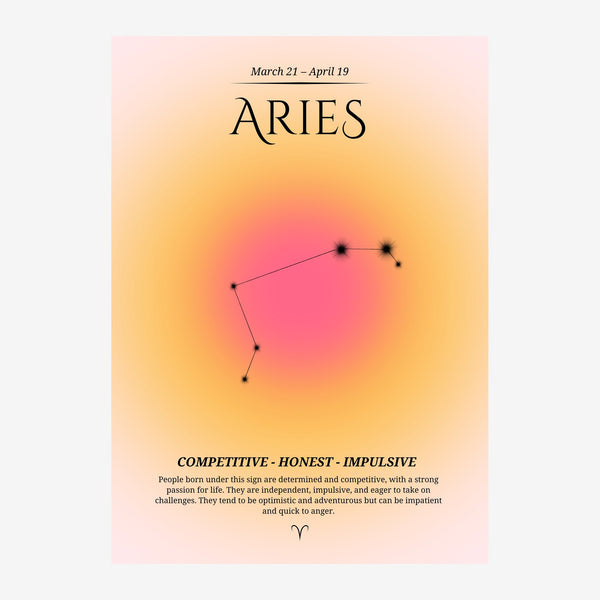 Bélier - Affiche astrologique rose et or — Toile sur châssis