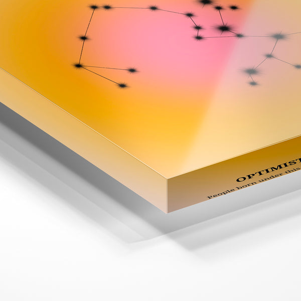 Sagittarius constellation géométrique rose et or — Verre acrylique