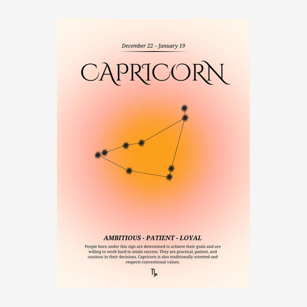 Capricorne, constellation géométrique rose et or — Toile sur châssis
