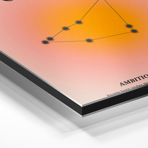 Capricorne, constellation géométrique rose et or — Aluminium Dibond