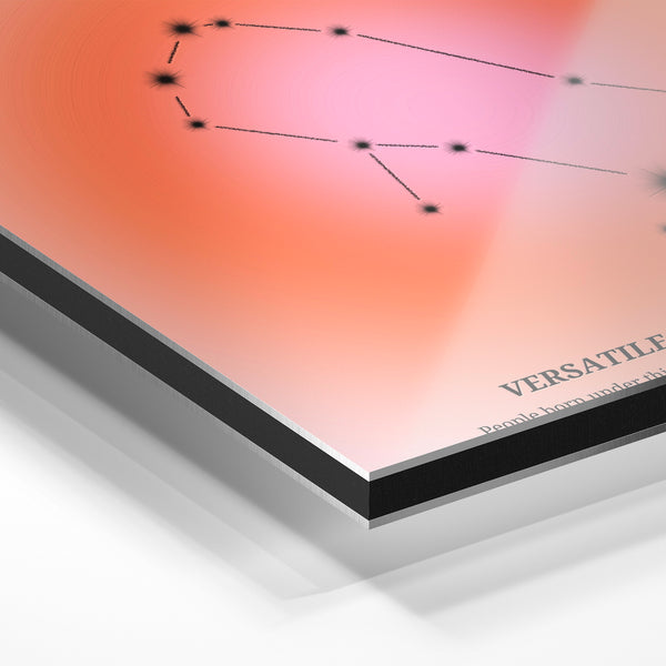 Affiche Gémeaux : constellation rose et corail — Aluminium Dibond relief 3D