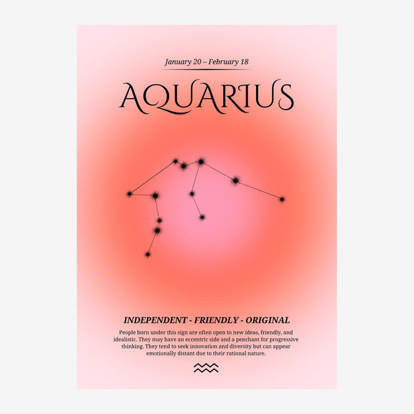 Affiche Verseau rose corail constellation — Toile sur châssis