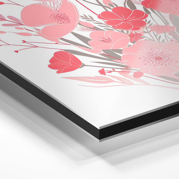 Bouquet de fleurs roses et rouges en vase — Aluminium Dibond relief 3D