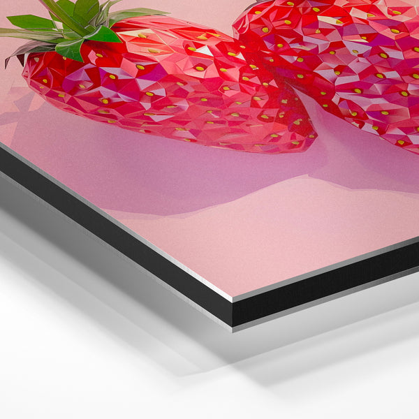 Fraises rouges et rose pop art — affiche géométrique — Aluminium Dibond