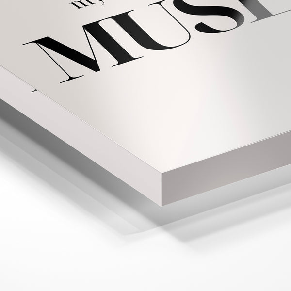 I Am My Own Muse - Affiche typographique noir et beige — Verre acrylique