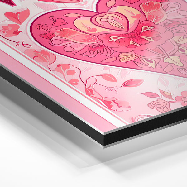 Carte à jouer Reine de cœur rose et blanc — Aluminium Dibond relief 3D