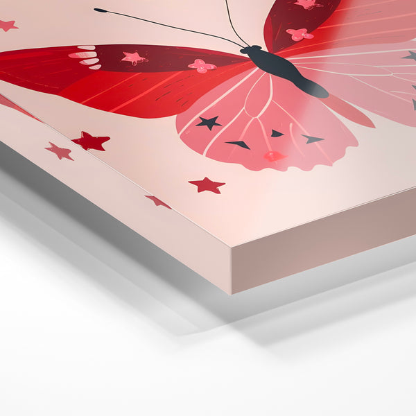 Papillon géométrique rouge et rose bohème — Verre acrylique