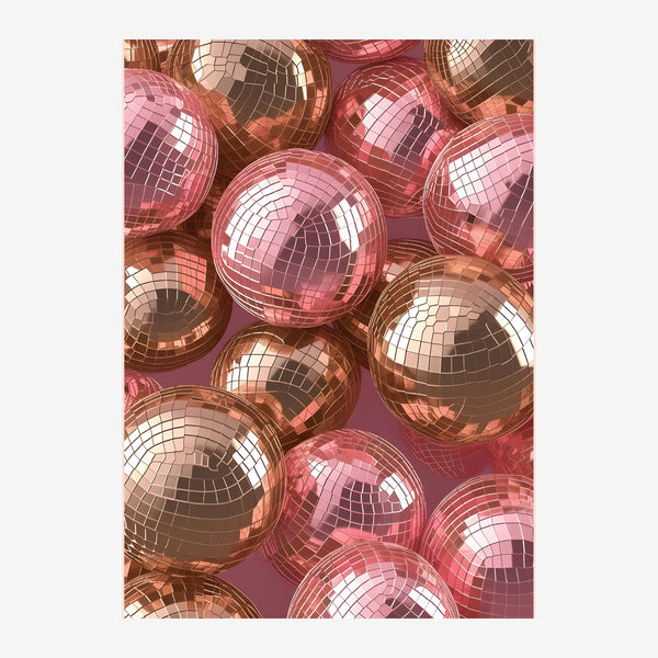 Boules à facettes rose et cuivre pop-art — Toile sur châssis